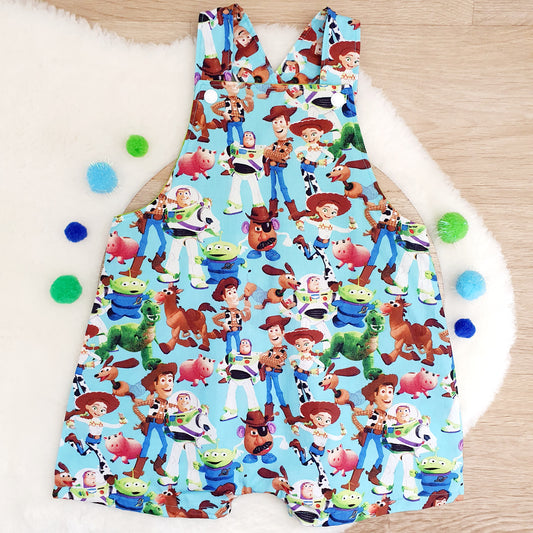 TOYS print Overalls, Baby / Toddler Overalls, Short Leg Romper, Size 2