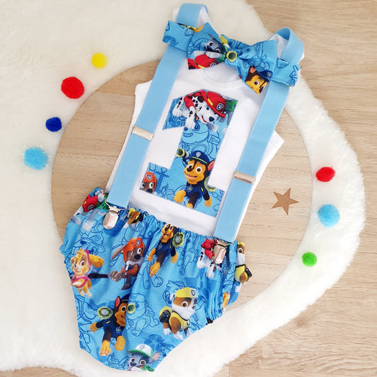 PAW PATROL print Boys 1st Birthday Outfit, Size 0