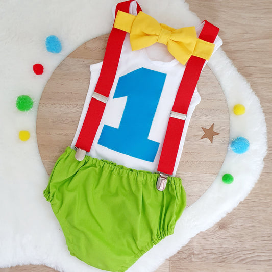 COLOURFUL Boys 1st Birthday Outfit, Size 0