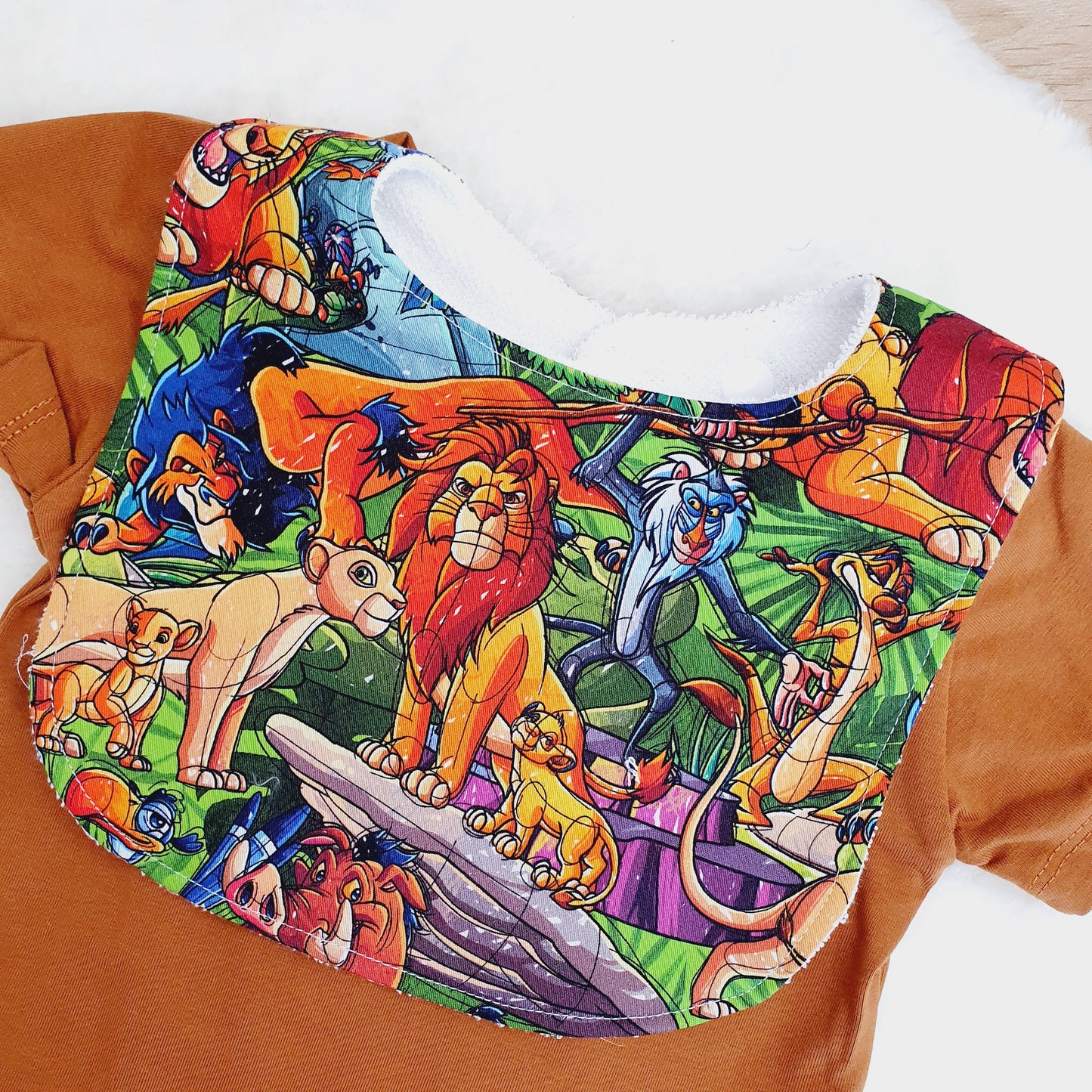 Bib, Handmade Baby Bib, Feeding Bib - LION KING print