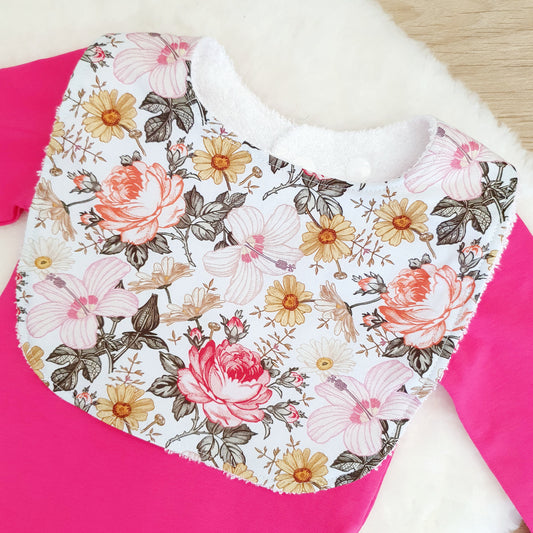 Bib, Handmade Baby Bib, Feeding Bib - Floral print