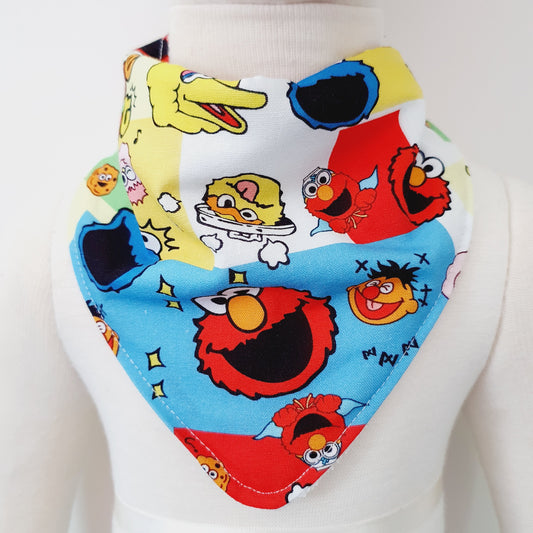 Bandana Dribble Bib - Bamboo Backed Ultra Absorbent Bib - SESAME STREET print