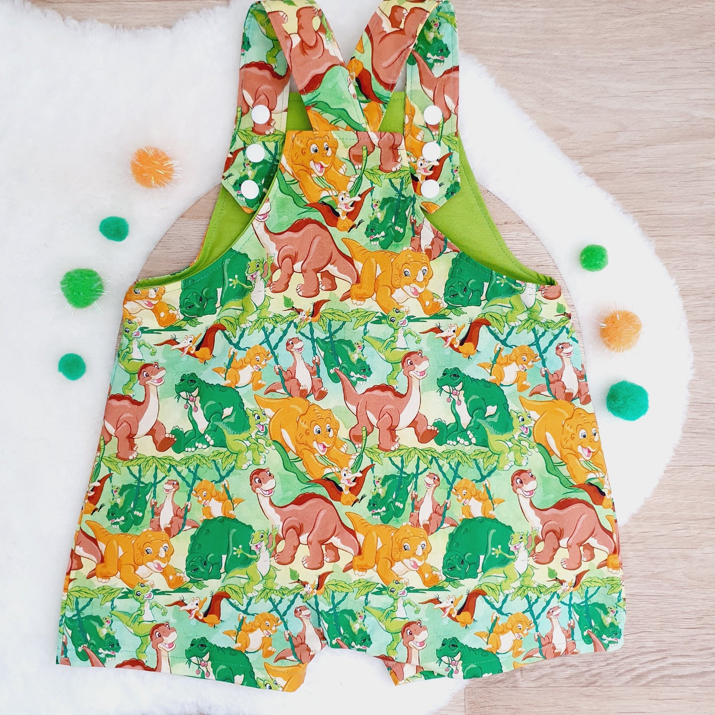 DINOSAURS print Overalls, Baby / Toddler Overalls, Short Leg Romper, Size 2