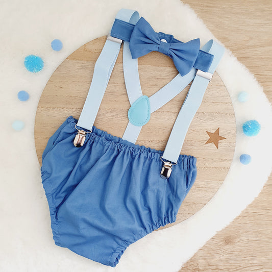 BLUE Boys Cake Smash Outfit, Size 1