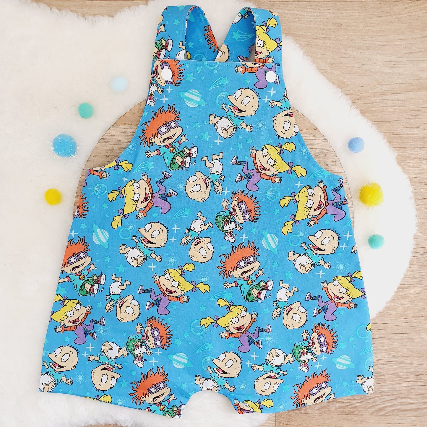 RUGRATS print Overalls, Baby / Toddler Overalls, Short Leg Romper, Size 2