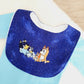 Bib, Handmade Baby Bib, Feeding Bib - Blue Dog print