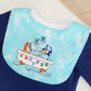 Bib, Handmade Baby Bib, Feeding Bib - Blue Dog print